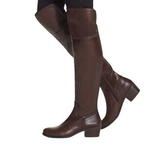 VINCE CAMUTO BALDWIN BROWN LEATHER OVER THE KNEE BOOTS SZ 6.5 MED